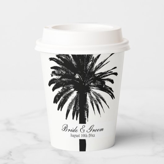 Aangepaste tropisch strandtrouwpapier koffiekopjes papieren bekers (Achterkant)