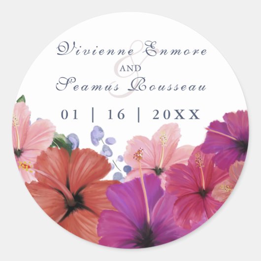 Aangepaste tropische bloemenhibiscus sticker (Voorkant)