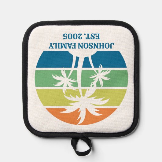 Aangepaste tropische eiland huis palmbomen pannenlap (Voorkant)