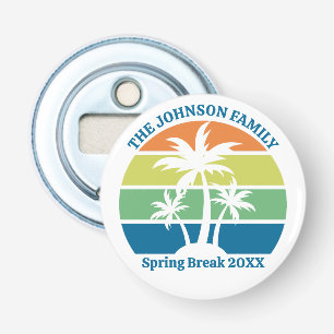 Aangepaste tropische eiland Palm Trees Trip Keepsa Button Flesopener