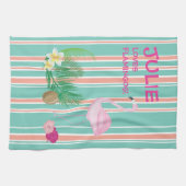 Aangepaste Tropische Flamingo Tea Towel Theedoek (Horizontaal)