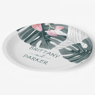 Aangepaste Tropische Floral Wedding Papieren Bordje