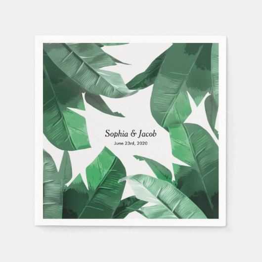 Aangepaste Tropische handpalm print bruiloft serve Servet (Voorkant)