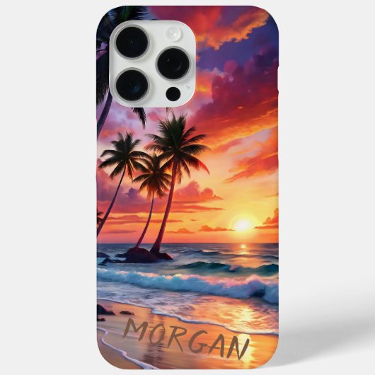 Aangepaste tropische strand zonsondergang | kustku Case-Mate iPhone case (Achterkant)