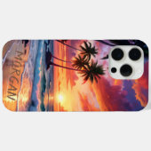 Aangepaste tropische strand zonsondergang | kustku Case-Mate iPhone case (Achterkant (horizontaal))