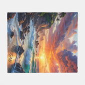 Aangepaste tropische zonsondergang kliffen - leven fleece deken (Voorkant (Horizontaal))