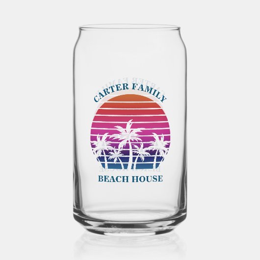 Aangepaste tropische zonsondergang Palm Tree Beach Blikvorm Glas (Achterkant)