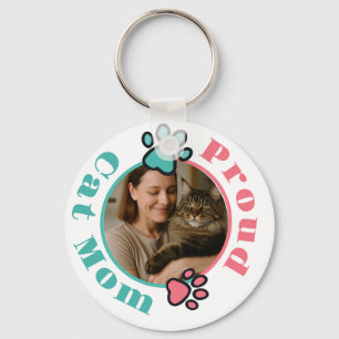 Aangepaste trots kattenmoeder-sleutelhanger met fo sleutelhanger