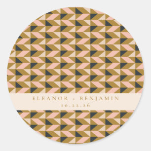 Aangepaste Trouw Blush Goud Zwart Geometrisch Chic Ronde Sticker