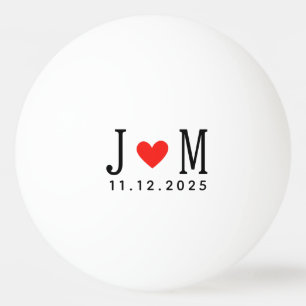 Aangepaste trouw Paar Naam Datum Rood Liefde Pingpongballen