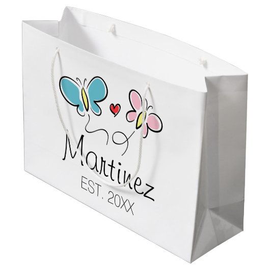 Aangepaste trouwcadeautas voor bruinbruidegom voor groot cadeauzakje (Achterkant Gekanteld)