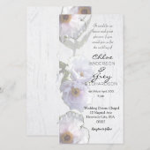 Aangepaste trouwceremonie uitnodiging met pioenroz (Voorkant / Achterkant)