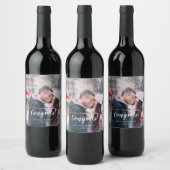 Aangepaste trouwdag foto Gefeliciteerd Wijn Etiket (Flessen)