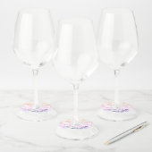 Aangepaste trouwdatum naam Kleurrijke nevelige roo Wijnglaslabel (Set)