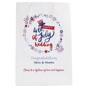 Aangepaste trouwerij felicitaties gelukkige 4 juli medium cadeauzakje