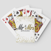 Aangepaste trouwerij met Mr en Mrs Tuxedo Goud Pokerkaarten (Achterkant)