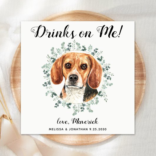 Aangepaste trouwfeest open bar Beagle hond Servet