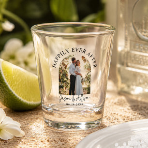 Aangepaste trouwfoto Elegante Boog Moderne Schutte Shot Glas
