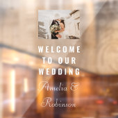Aangepaste trouwfoto Welkom | Modern wit script Raamsticker