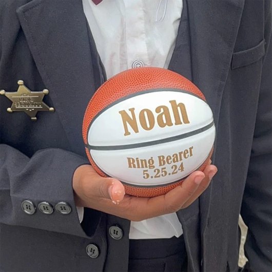 Aangepaste trouwring drager Keepsake basketbal
