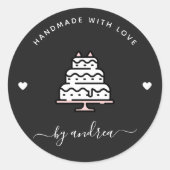 Aangepaste Trouwtaart Handgemaakt met Love Bakery Ronde Sticker (Voorkant)