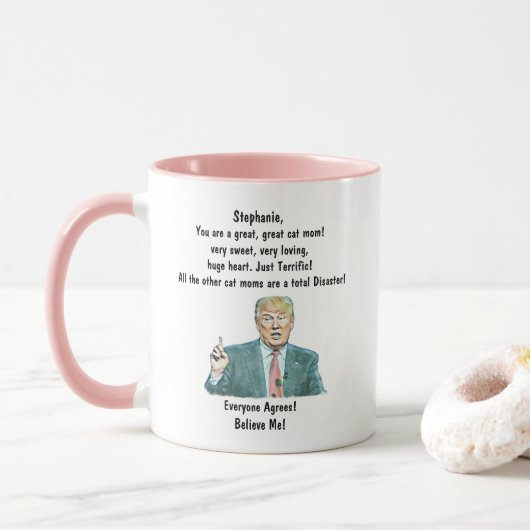 Aangepaste Trump Coffee-Mok voor katten Mam jouw n Mok (Met donut)