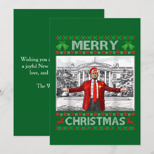 Aangepaste Trump Santa Hat Vrolijk Kerstfeest Feestdagenkaart