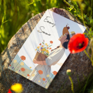Aangepaste Tuin Meisje Originele illustratie Briefkaart