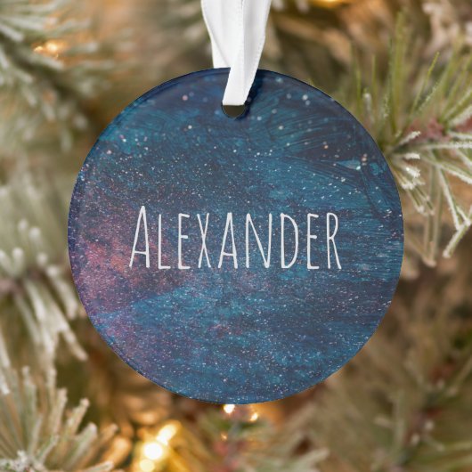 Aangepaste turqouise Galaxy Paint Sparkles Ornament (Boom)