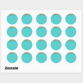Aangepaste Turquoise Blauw & Goud Verjaardagsfeest Ronde Sticker (Vel)