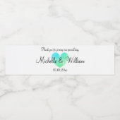 Aangepaste turquoise blauw  hart bruiloft waterfles etiket (Enkel label)