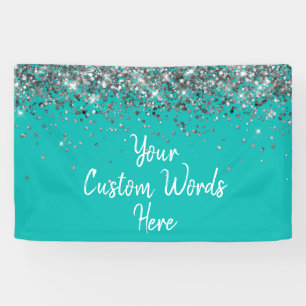 Aangepaste turquoise blauwe verjaardagsfeest fotoh spandoek