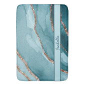 Aangepaste Turquoise Blauwgroen Gold Marble Agate Badmat (Voorkant Verticaal)
