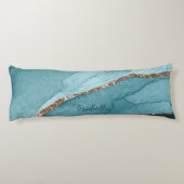 Aangepaste Turquoise Blauwgroen Gold Marble Agate Lichaamskussen (Achterkant)