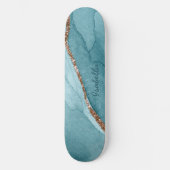 Aangepaste Turquoise Blauwgroen Gold Marble Agate Skateboard (Voorkant)
