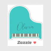 Aangepaste Turquoise Blue Grand Piano Gepersonalis Sticker (Vel)