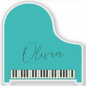 Aangepaste Turquoise Blue Grand Piano Gepersonalis Sticker (Voorkant)