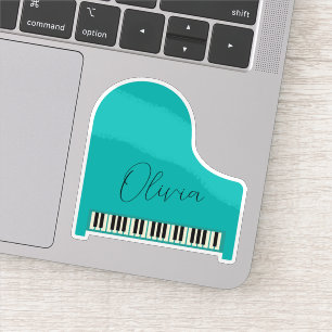 Aangepaste Turquoise Blue Grand Piano Gepersonalis Sticker
