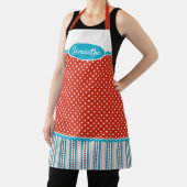 Aangepaste Turquoise Blue Stripes Red White pokado Schort (Insitu)