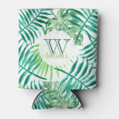 Aangepaste, turquoise- en groene tropische palmbla blikjeskoeler (Voorkant)