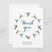 Aangepaste turquoise kolibries dank u notitiekaartje (Voorkant / Achterkant)