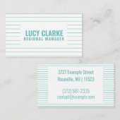 Aangepaste "Turquoise Strips" (Amerikaans) Visitekaartje (Voorkant / Achterkant)