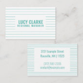 Aangepaste "Turquoise Strips" (UK/Euro) Visitekaartje (Voorkant / Achterkant)