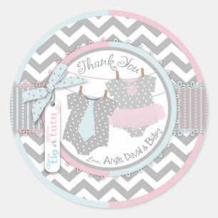 Aangepaste Tutu & Stropdas Geslacht Onbekend Baby  Ronde Sticker