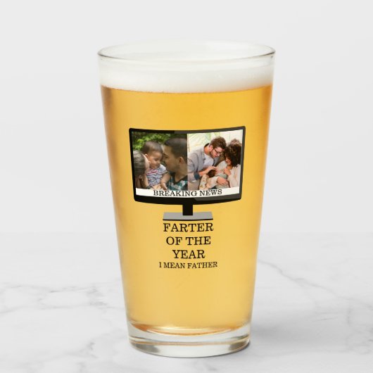 Aangepaste tv na het jaar grappige vader 2 foto glas (Voorkant gevuld)