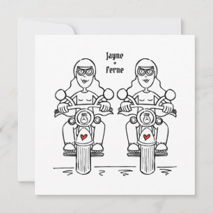 Aangepaste Twee Bruiden Motorrijder Motorfiets Les Kaart