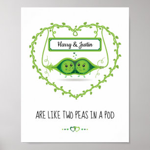 Aangepaste "twee erwten in een peul" 2 mannetjes s poster