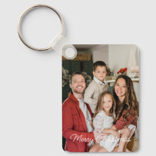 Aangepaste twee Familie Foto Dubbelzijdig Kerstmis Sleutelhanger