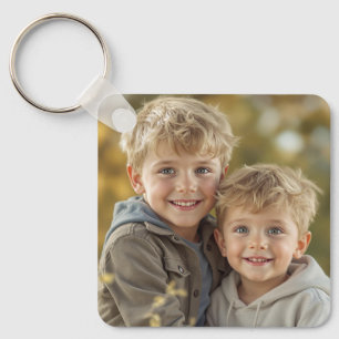 Aangepaste Twee Foto Dubbelzijdige Aluminium Sleut Sleutelhanger