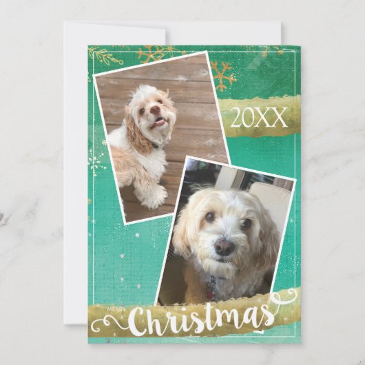 Aangepaste twee foto Kerstmis Feestdagenkaart (Voorkant)